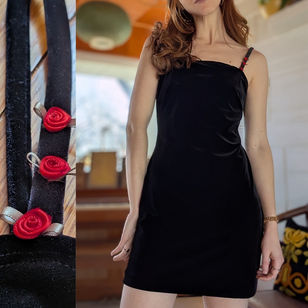 Vintage 90s Y2k Velvet Mini Dress